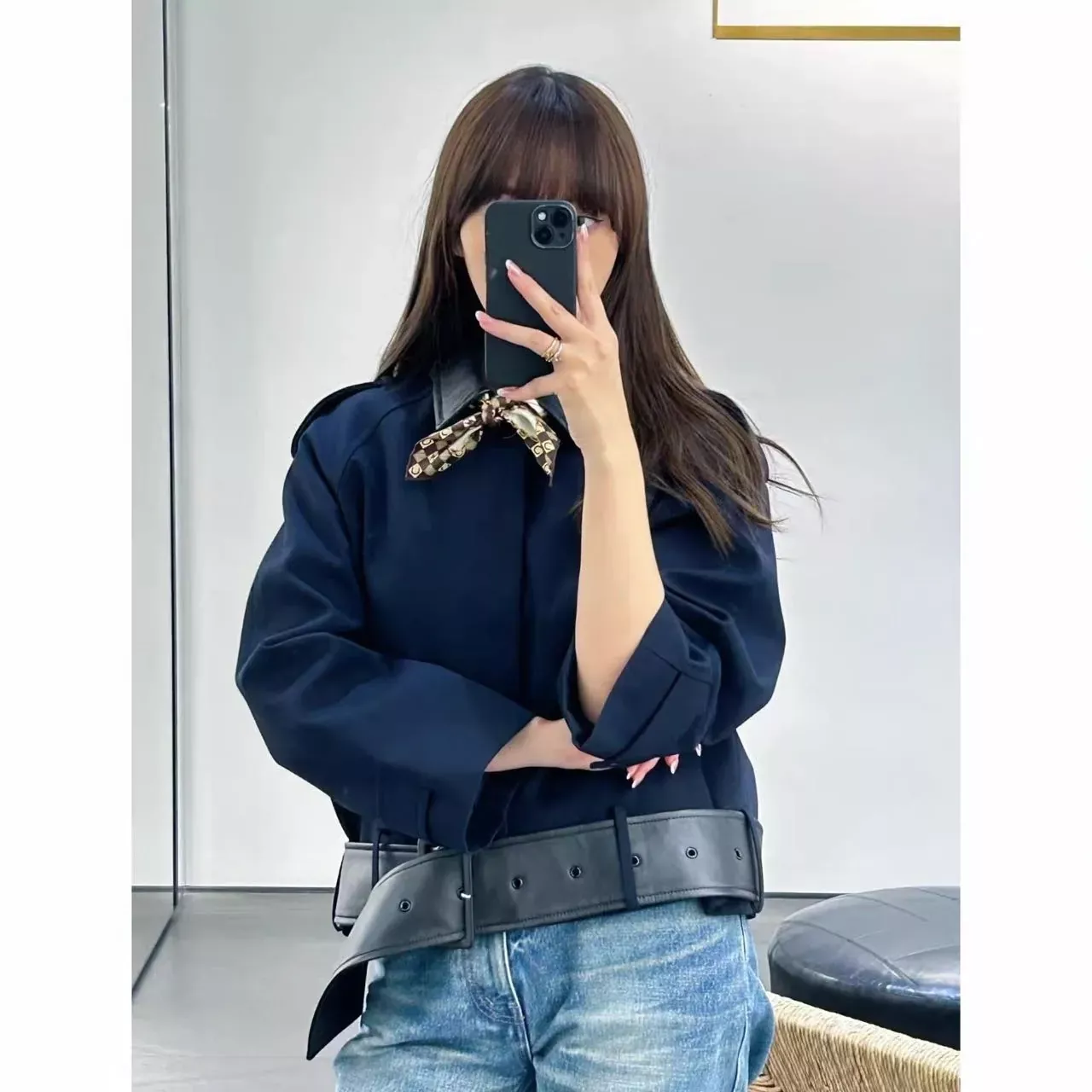셀린느 가죽 카라 벨트 여성용 가죽 재킷 상세 이미지 22