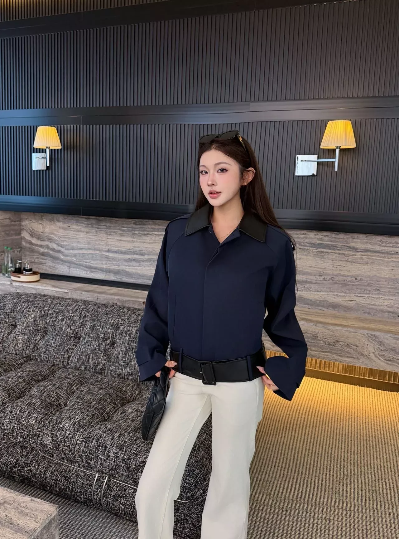 셀린느 가죽 카라 벨트 여성용 가죽 재킷 상세 이미지 33