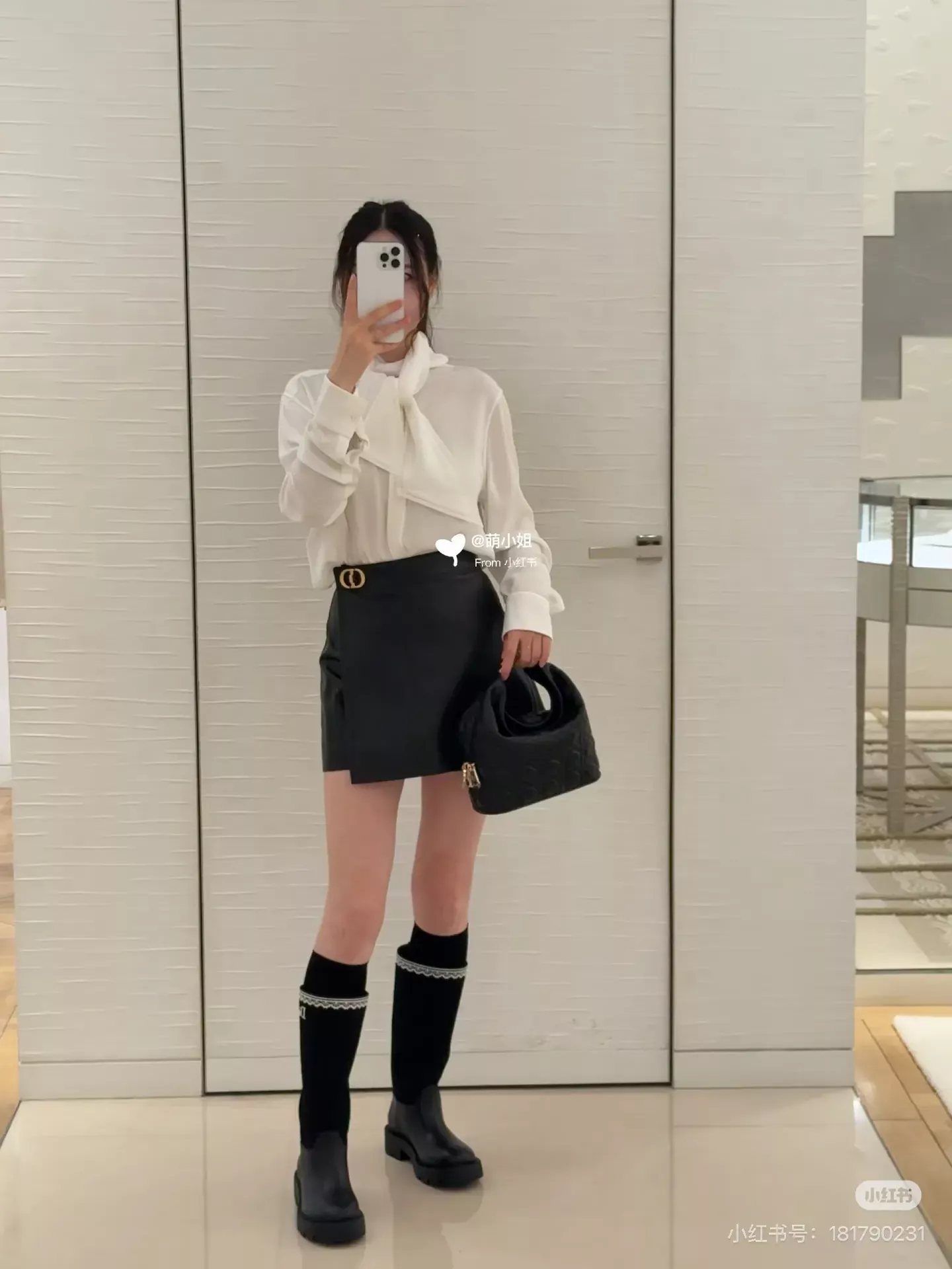 디올 리본 타이 루즈핏 여성용 긴소매 셔츠 상세 이미지 14
