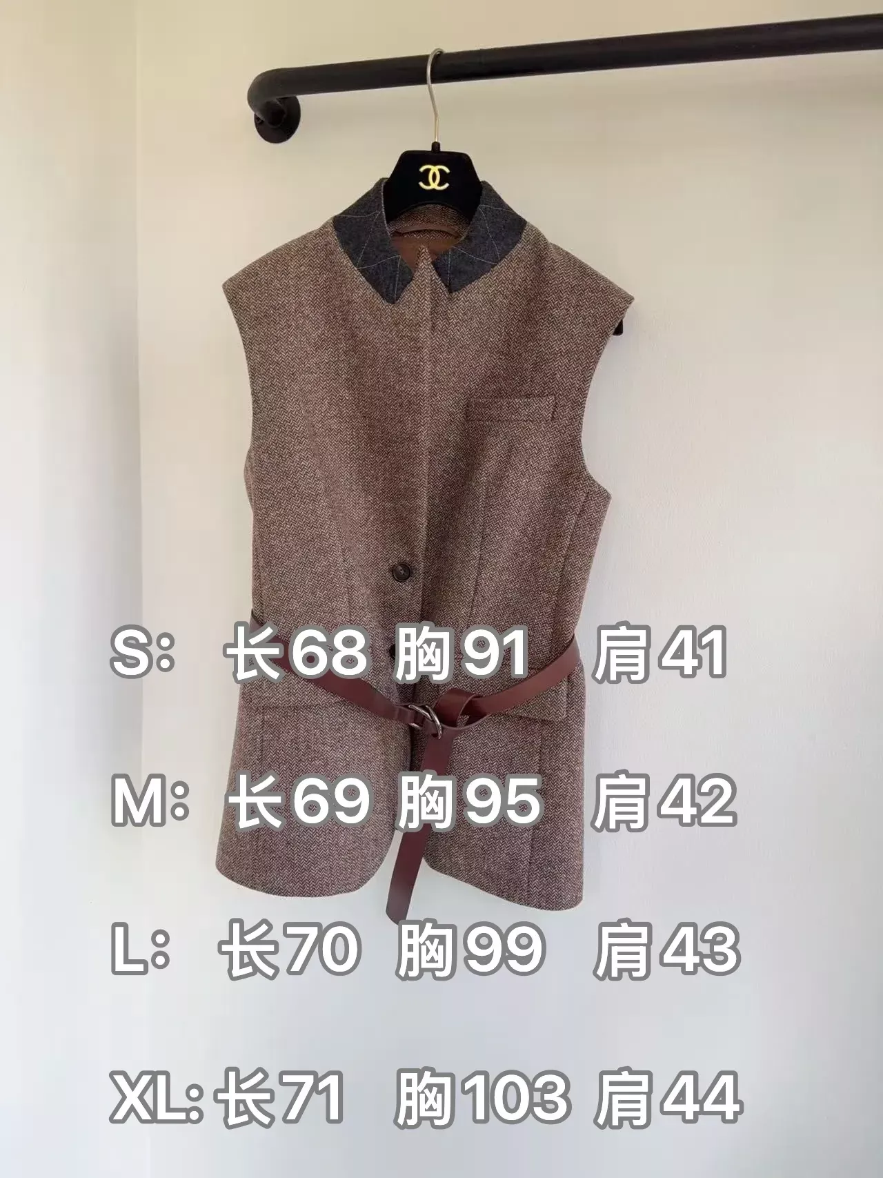 브루넬로쿠치넬리 체크 울 버튼 벨트 여성용 버튼 조끼 상세 이미지 10