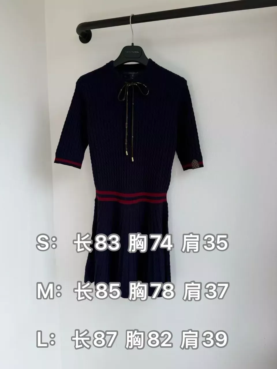 루이비통 리브 배색 반소매 여성용 원피스 상세 이미지 10