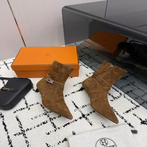 에르메스 켈리 금속 버클 가죽 여성용 앵클 부츠