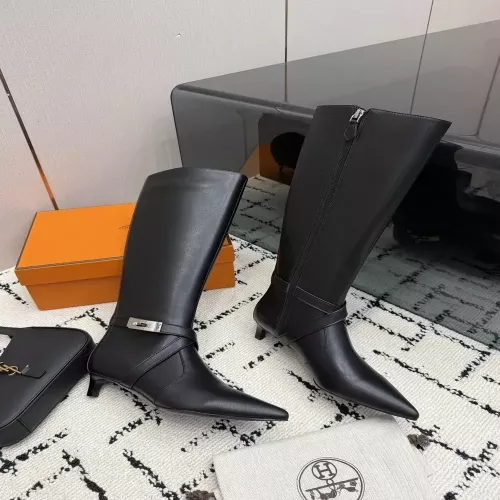 에르메스 켈리 금속 버클 승마풍 여성용 롱 부츠