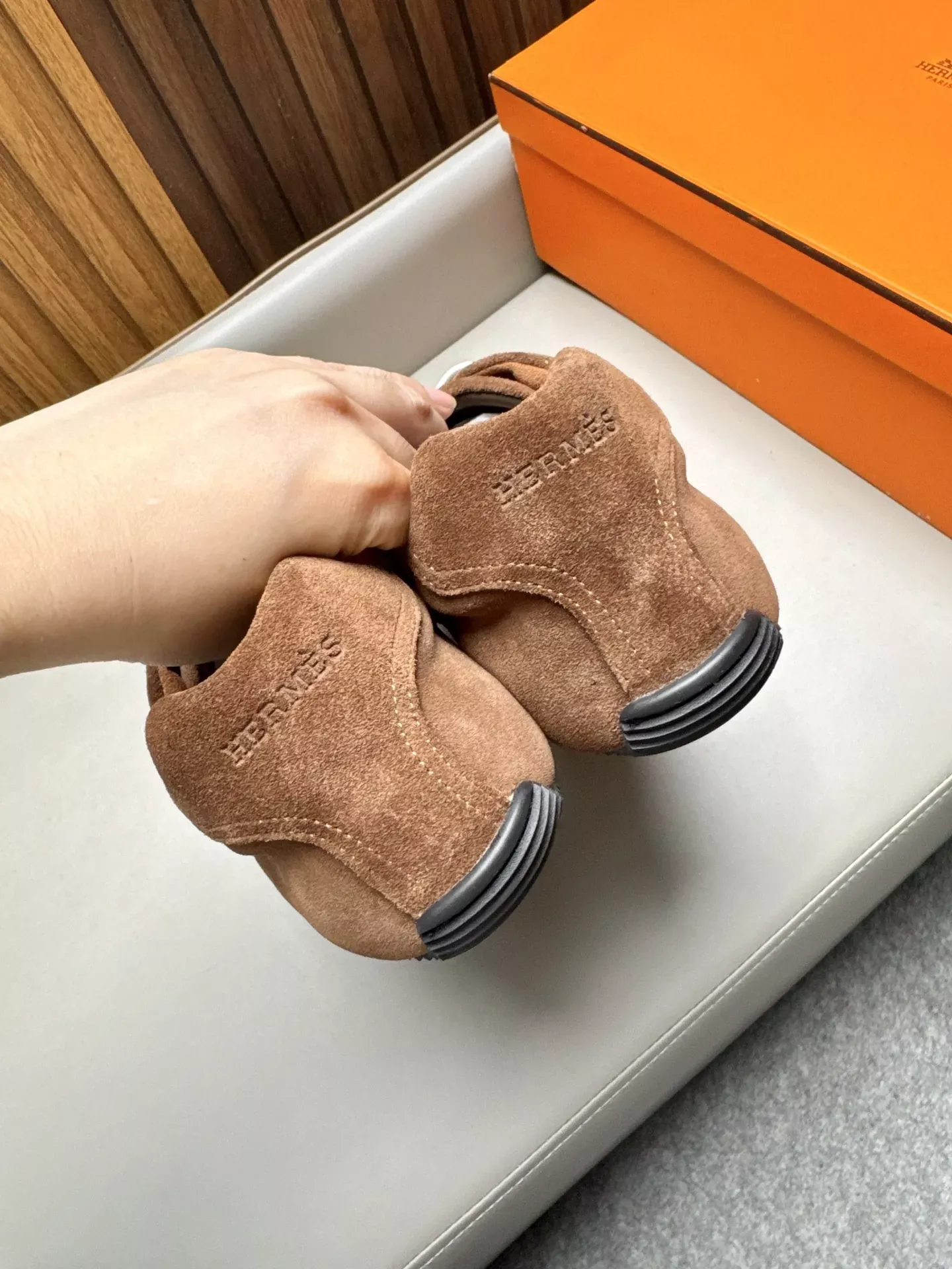 에르메스 스웨이드 남성용 레이스 로우탑 상세 이미지 5