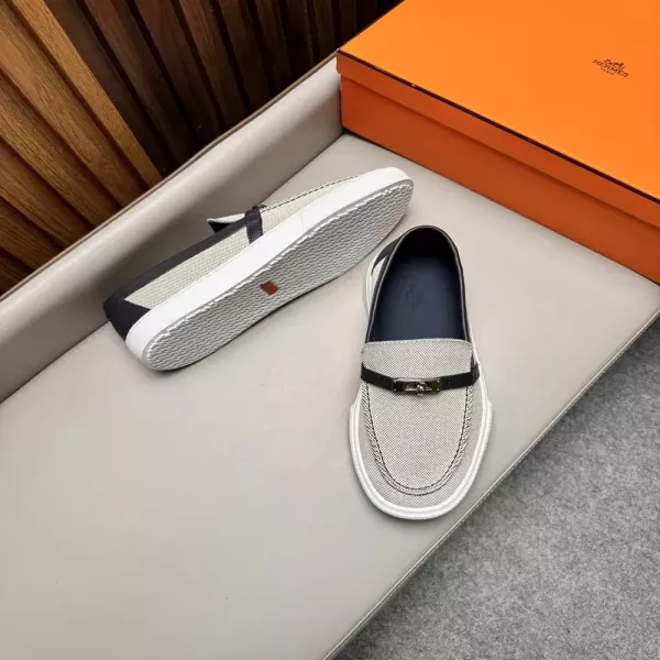 에르메스 브랜드 패브릭 슬립온 남성용 슬립온 로퍼