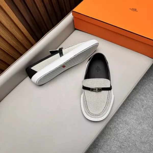 에르메스 브랜드 패브릭 슬립온 남성용 슬립온 로퍼