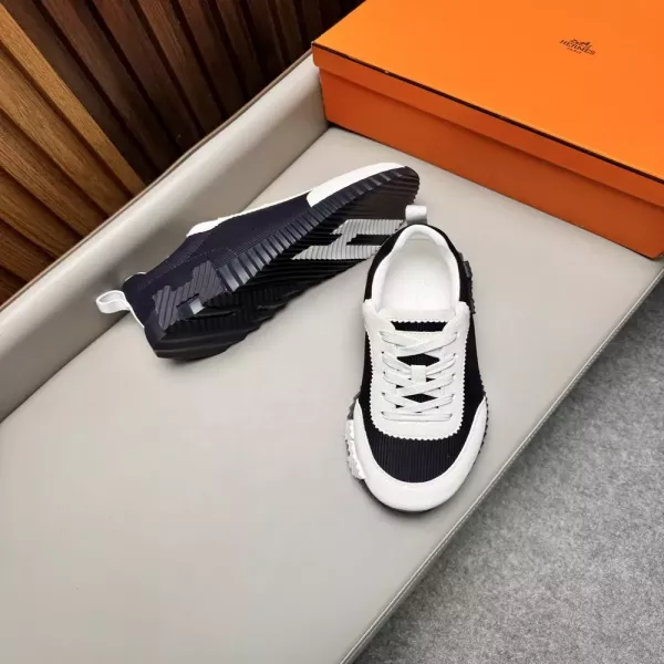 에르메스 카프스킨 패브릭 배색 남성용 레이스 로우탑