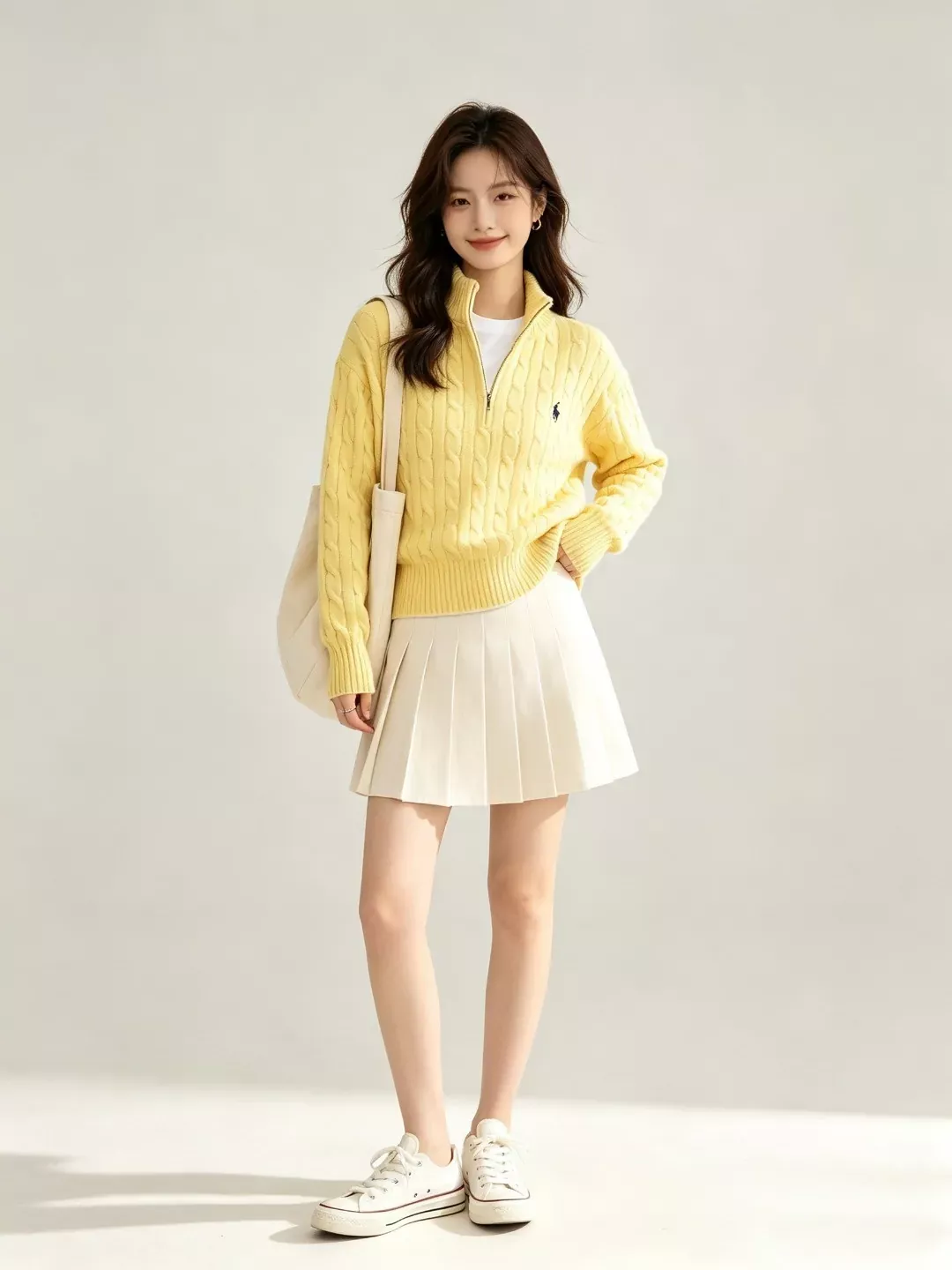 랄프로렌 케이블 반집업 자수 여성용 긴소매 니트 상세 이미지 11
