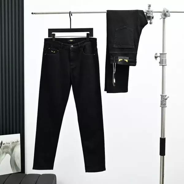 펜디 워싱 스트레이트 남녀공용 데님 팬츠