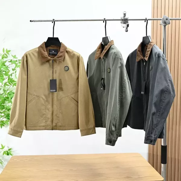 제냐 워싱 코듀로이 카라 남녀공용 집업 재킷