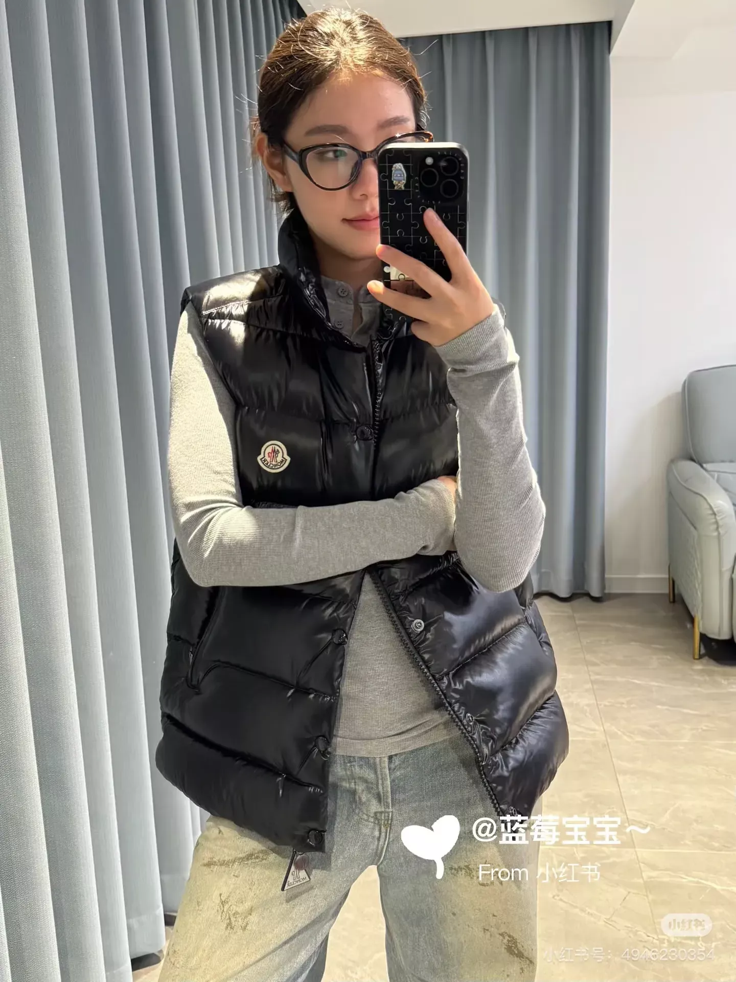 몽클레어 유광 나일론 후드 남녀공용 패딩 조끼 상세 이미지 18