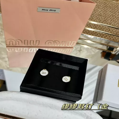 미우미우 원형 로고 실버침 귀걸이