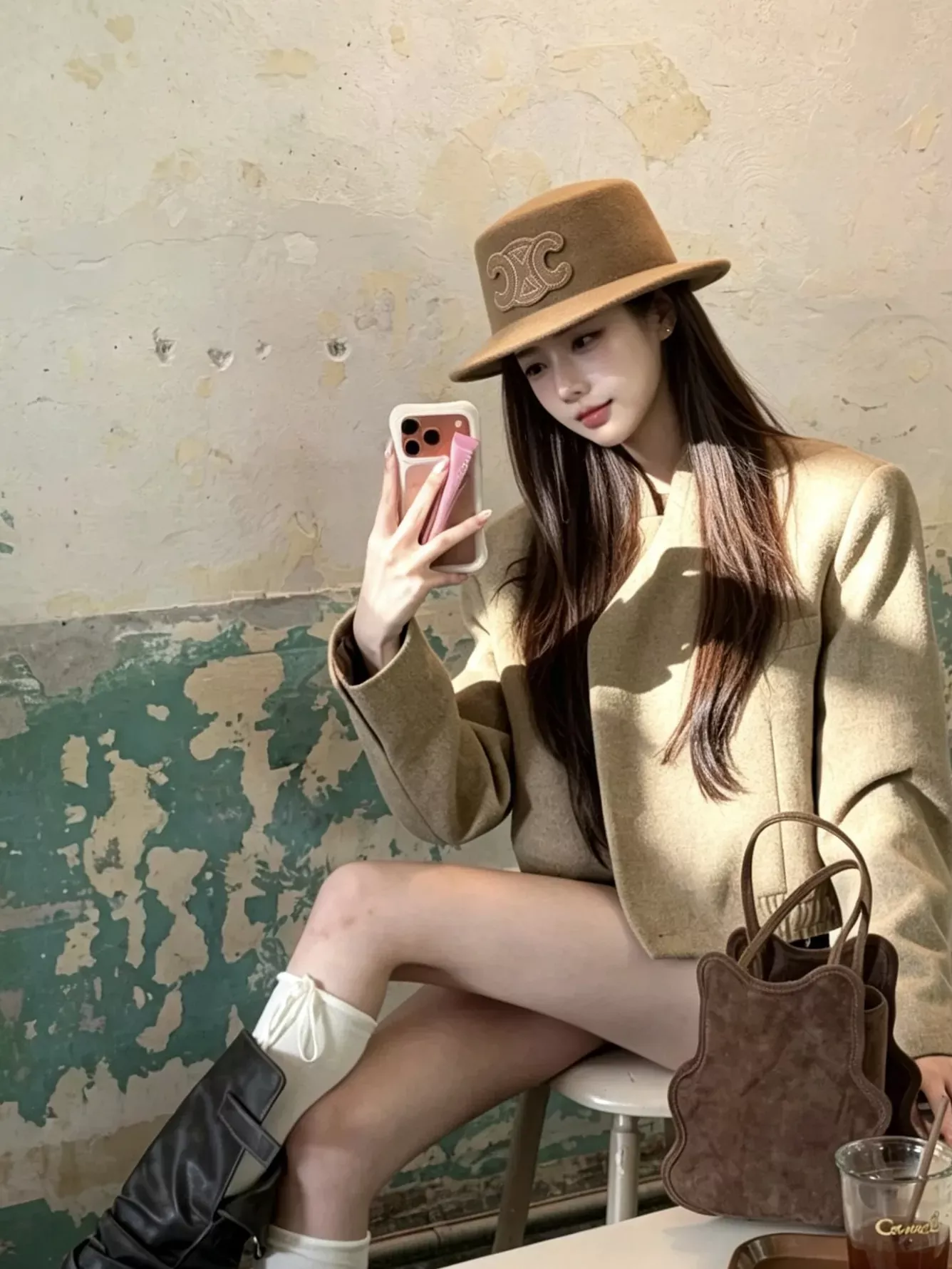 셀린느 트리옹프 자수 울 보트햇 상세 이미지 14