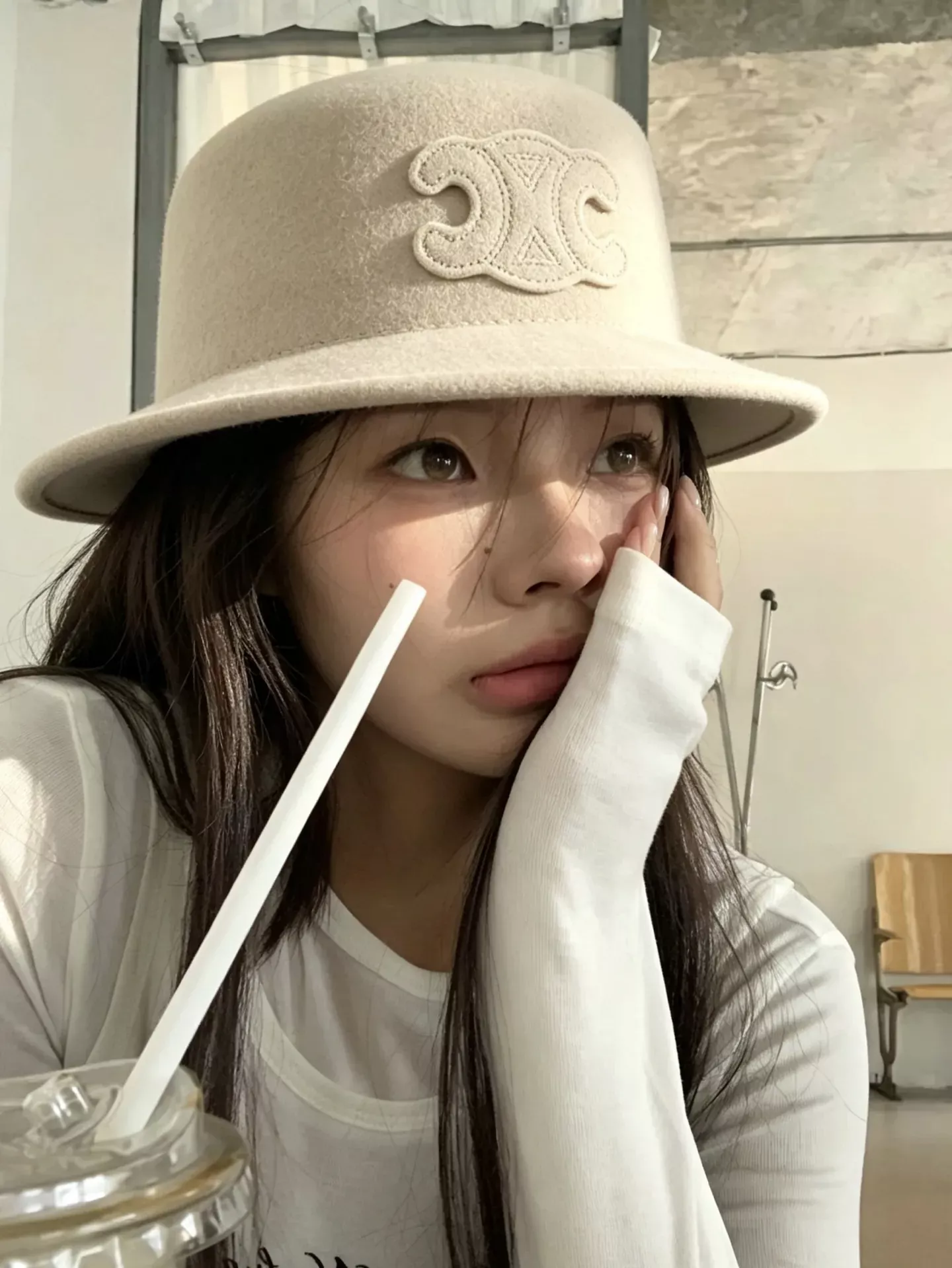 셀린느 트리옹프 자수 울 보트햇 상세 이미지 3