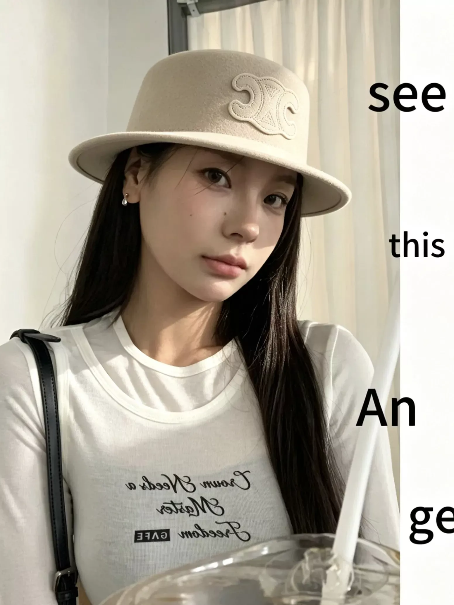 셀린느 트리옹프 자수 울 보트햇 상세 이미지 4