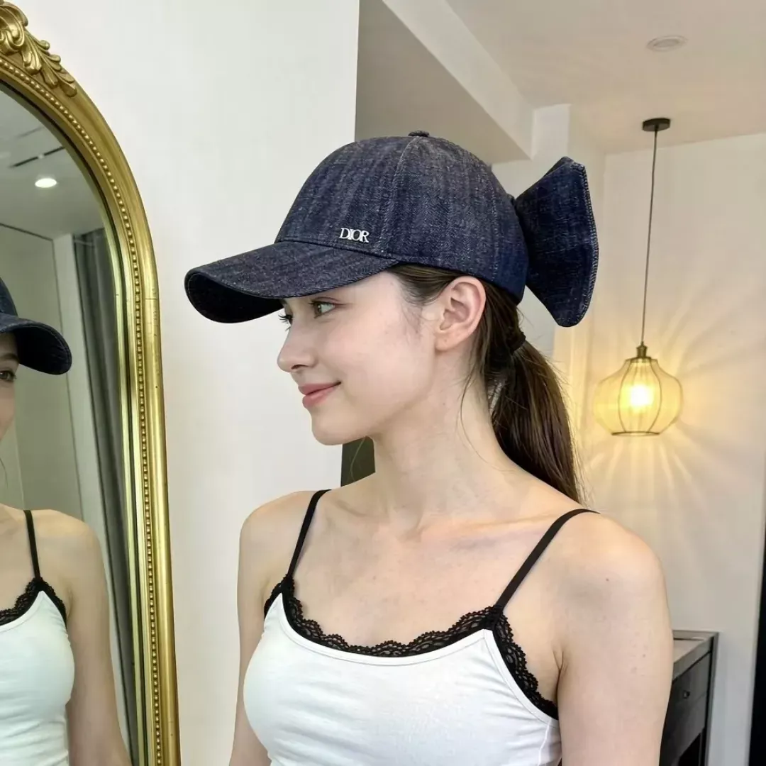디올 리본 장식 데님 볼캡 상세 이미지 3