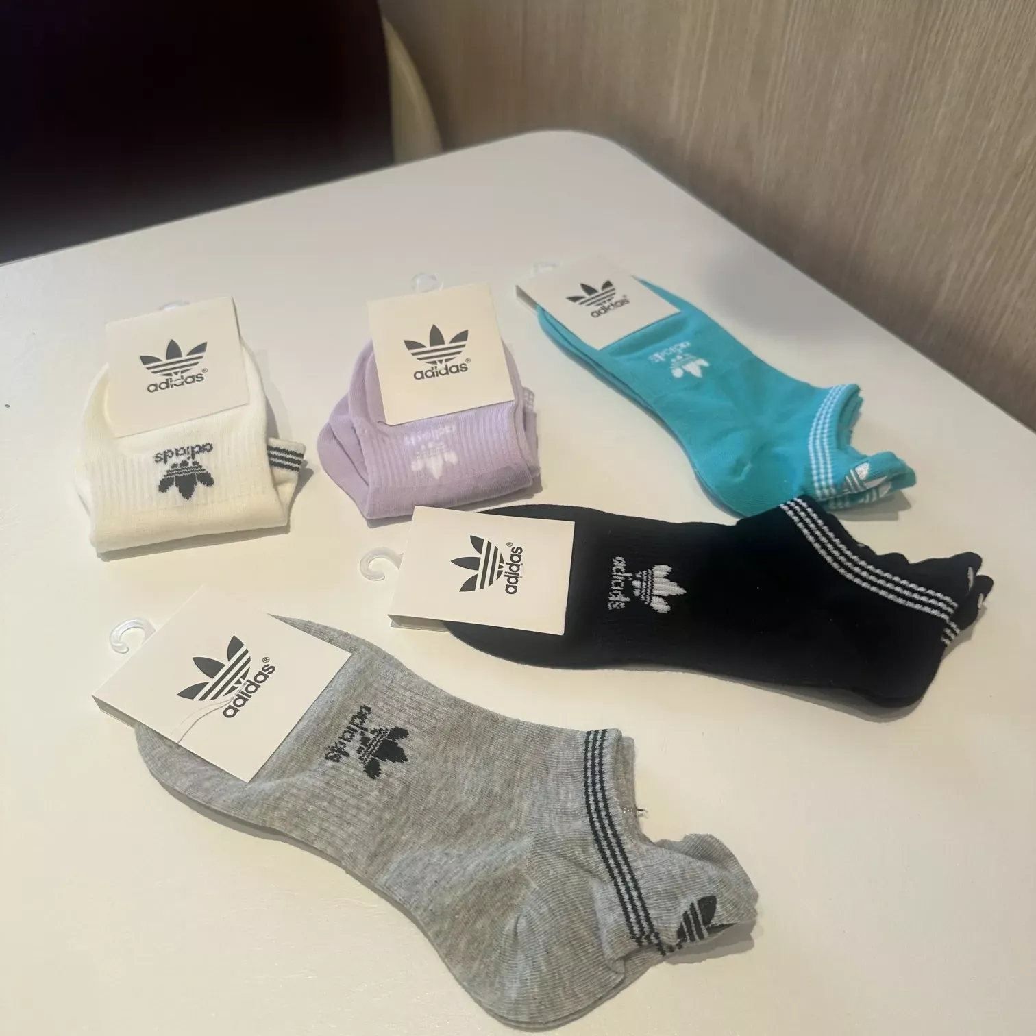 아디다스 마카롱 배색 5종 여성용 단목 양말 상세 이미지 1