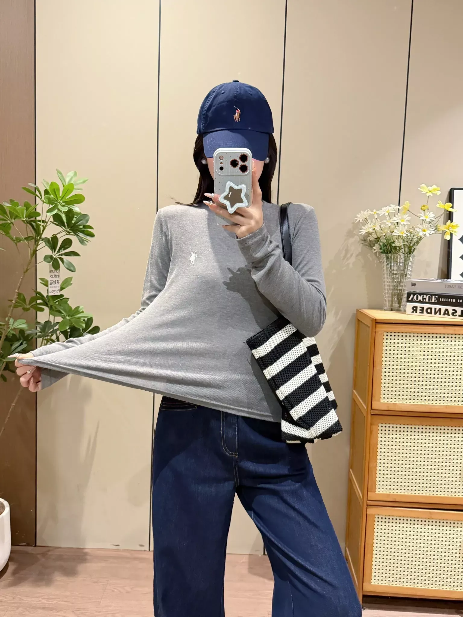 랄프로렌 전마 자수 슬림핏 여성용 긴소매 티셔츠 상세 이미지 34