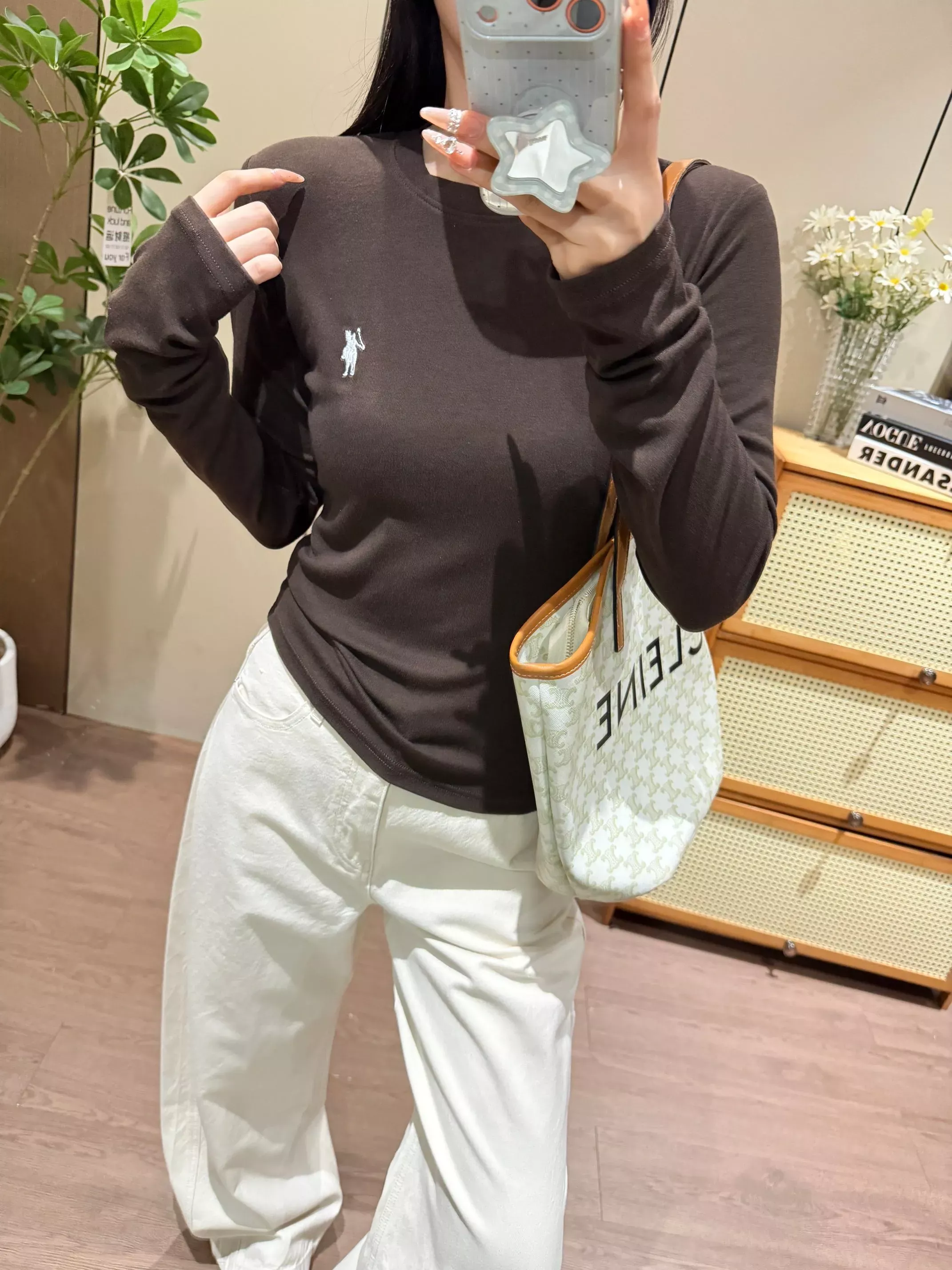 랄프로렌 전마 자수 슬림핏 여성용 긴소매 티셔츠 상세 이미지 51