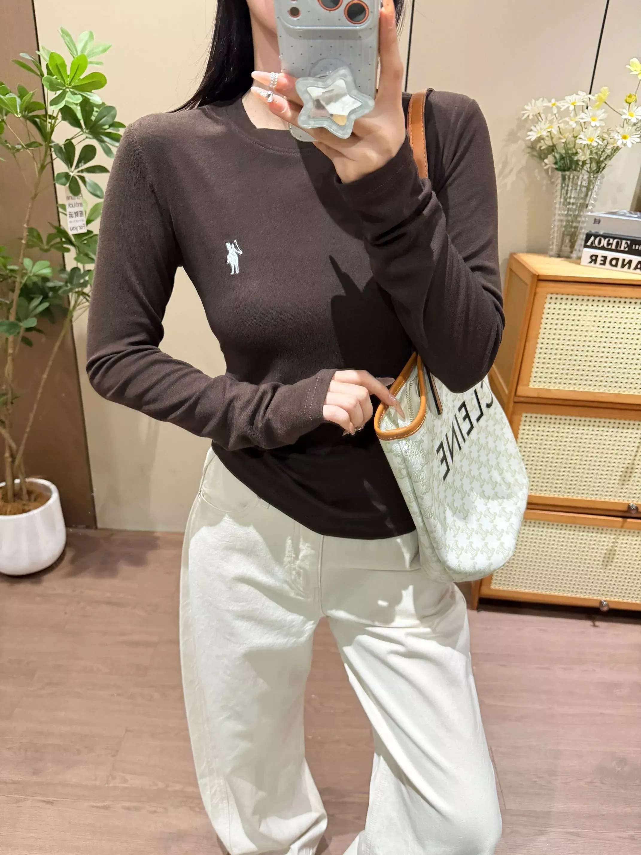 랄프로렌 전마 자수 슬림핏 여성용 긴소매 티셔츠 상세 이미지 54