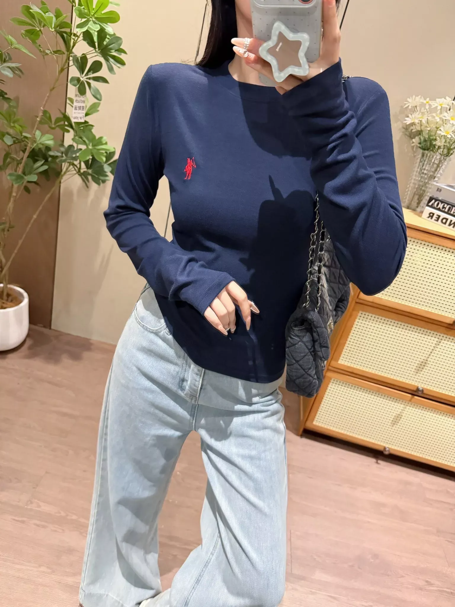 랄프로렌 전마 자수 슬림핏 여성용 긴소매 티셔츠 상세 이미지 59