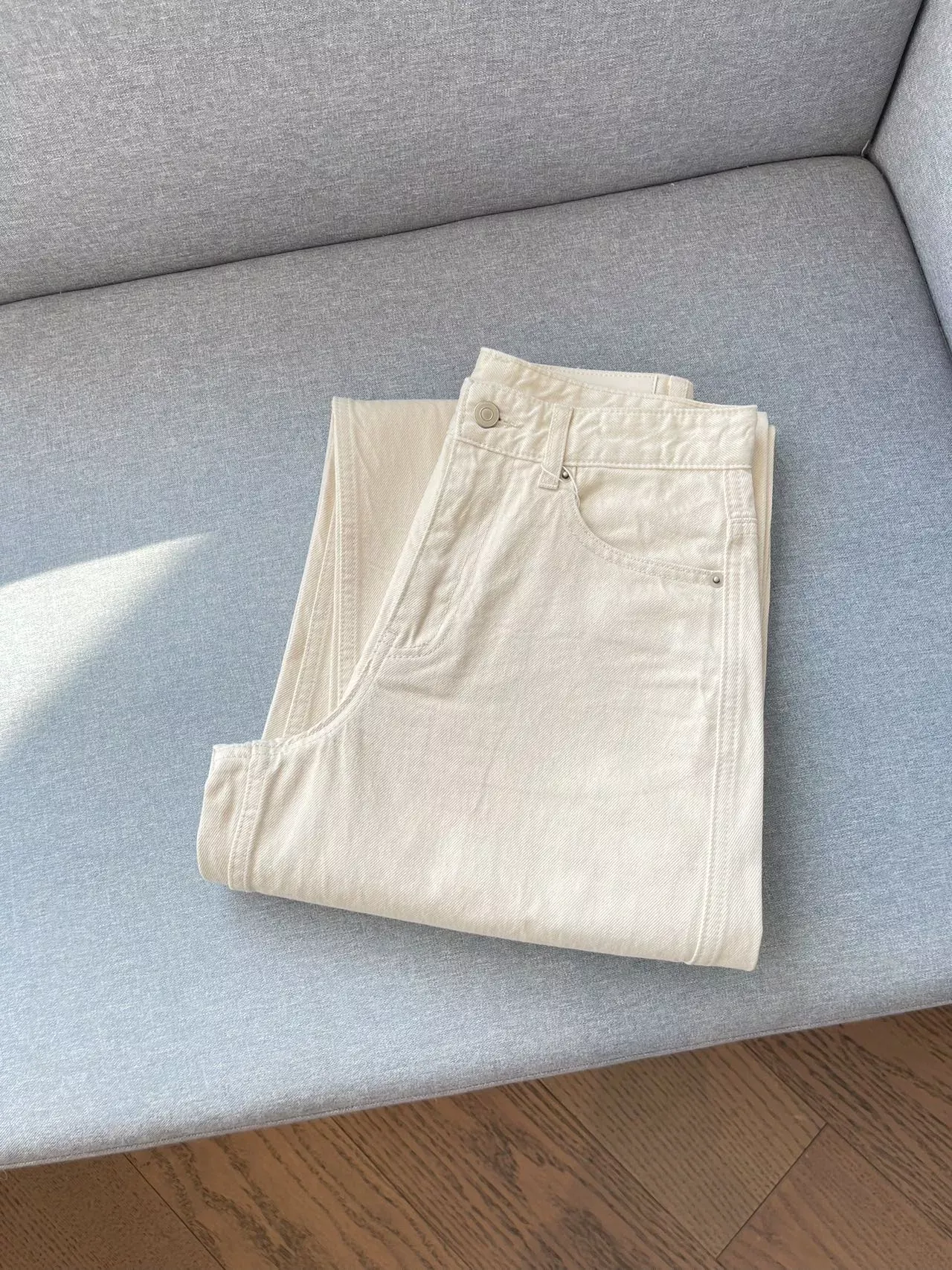 모앤코 미백 워싱 와이드 여성용 데님 팬츠 상세 이미지 15
