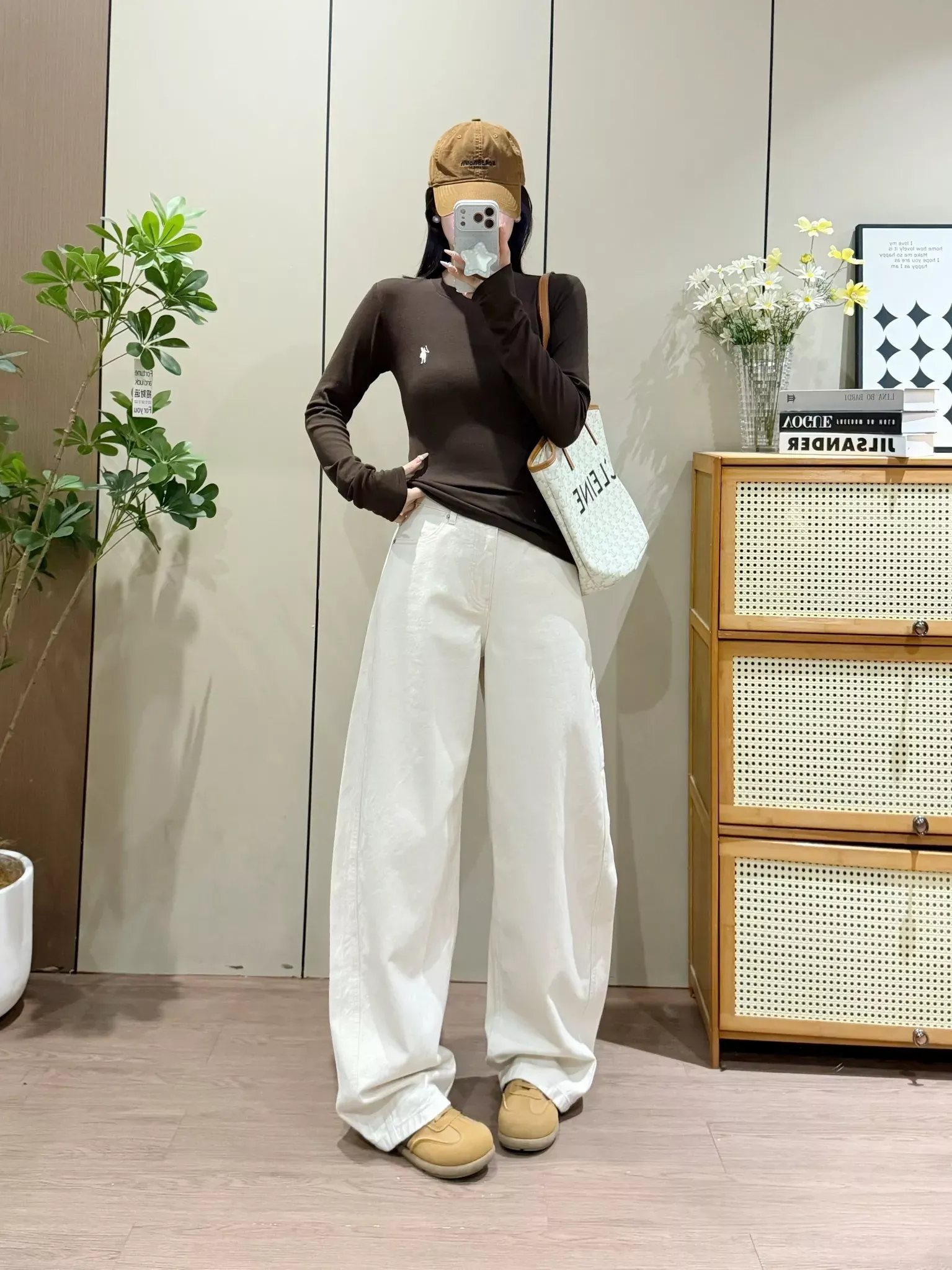 모앤코 미백 워싱 와이드 여성용 데님 팬츠 상세 이미지 30