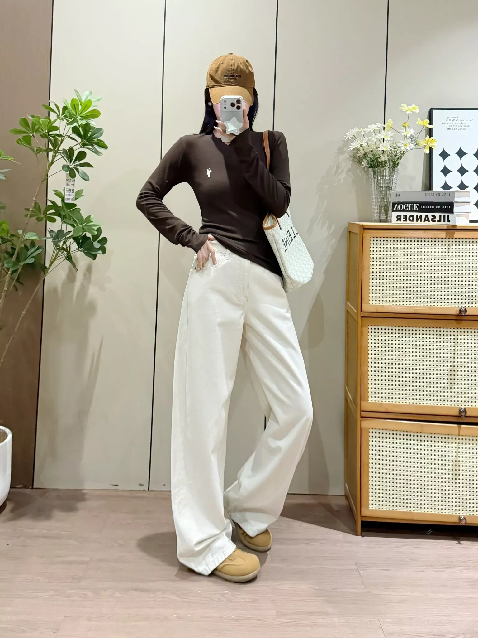 모앤코 미백 워싱 와이드 여성용 데님 팬츠 상세 이미지 32