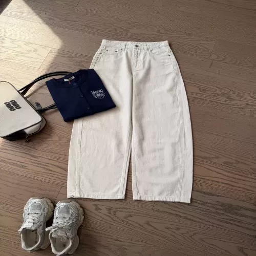 모앤코 미백 워싱 와이드 여성용 데님 팬츠