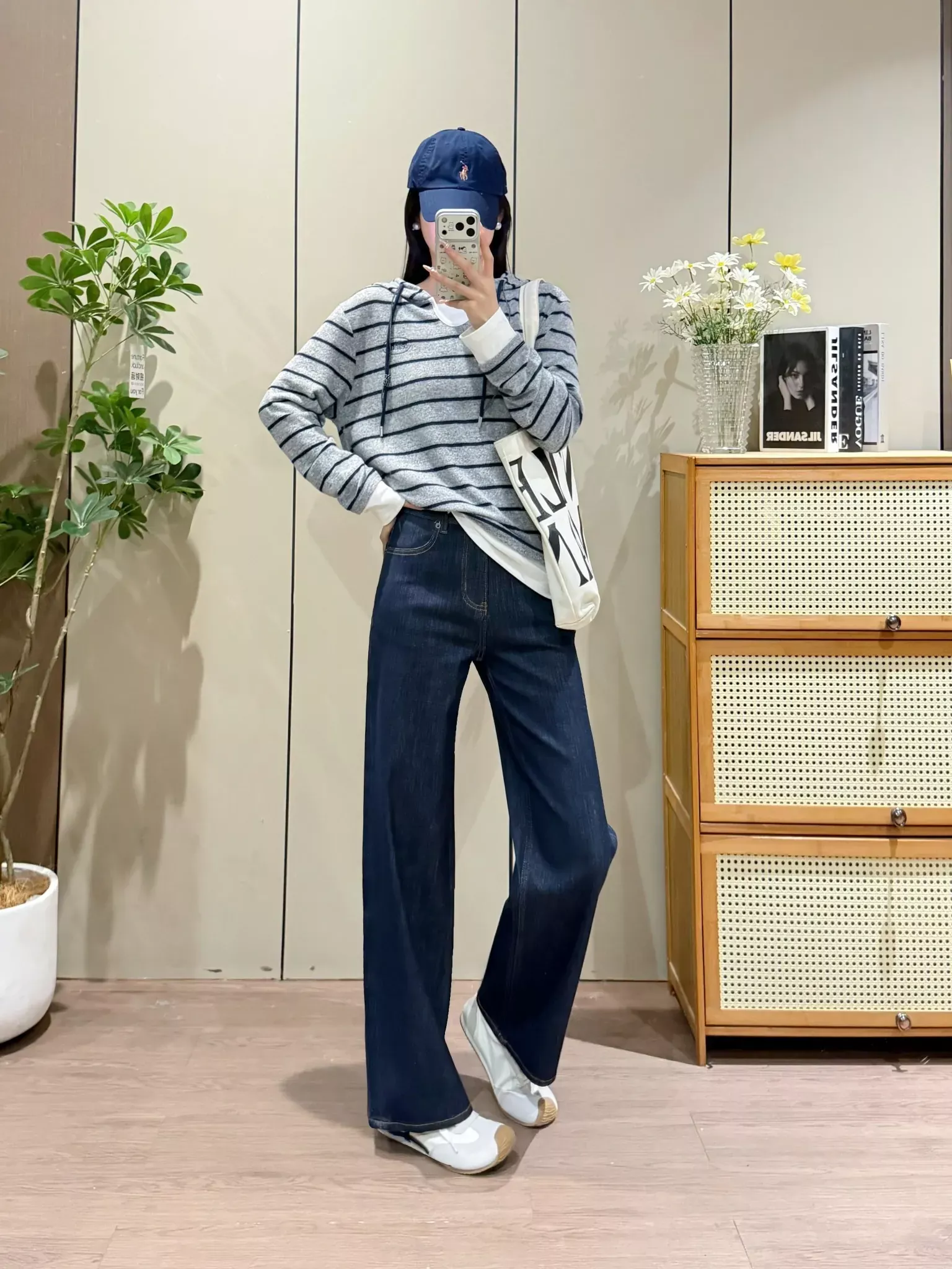 더로우 딥블루 스트레이트 여성용 데님 팬츠 상세 이미지 27