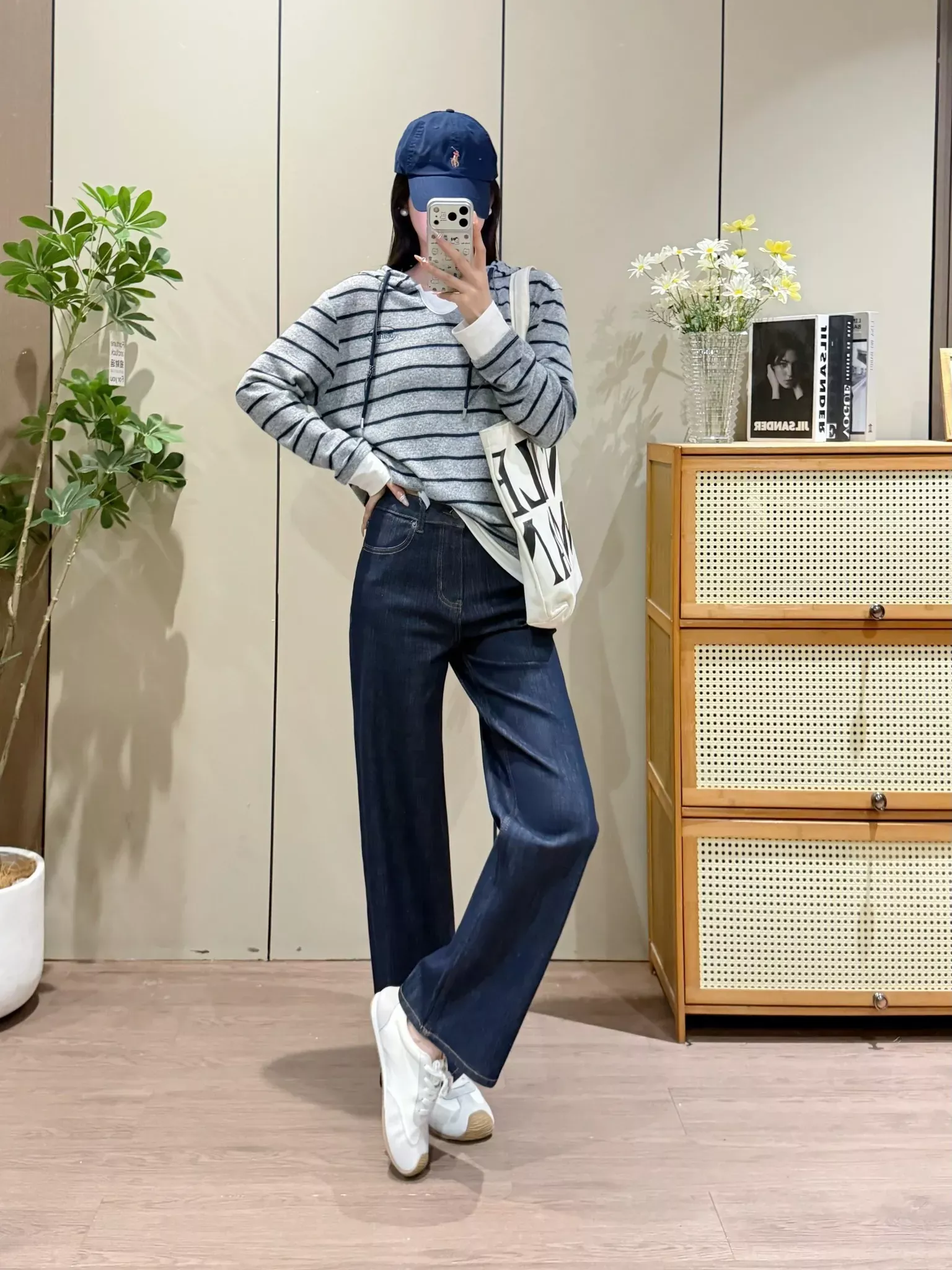 더로우 딥블루 스트레이트 여성용 데님 팬츠 상세 이미지 28