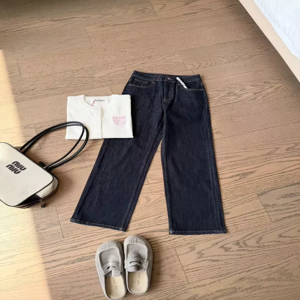 더로우 딥블루 스트레이트 여성용 데님 팬츠