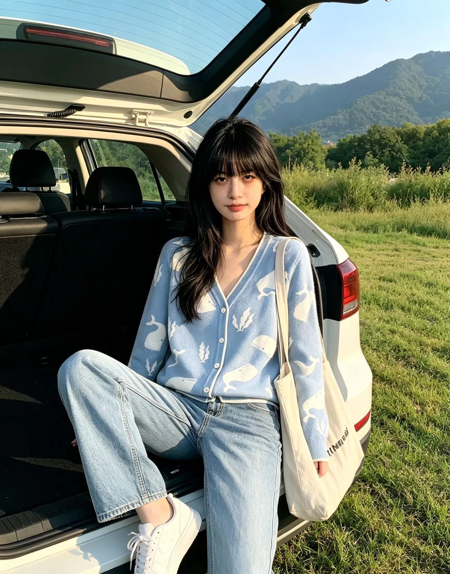 톰브라운 고래 자카드 브이넥 여성용 긴소매 가디건 상세 이미지 39