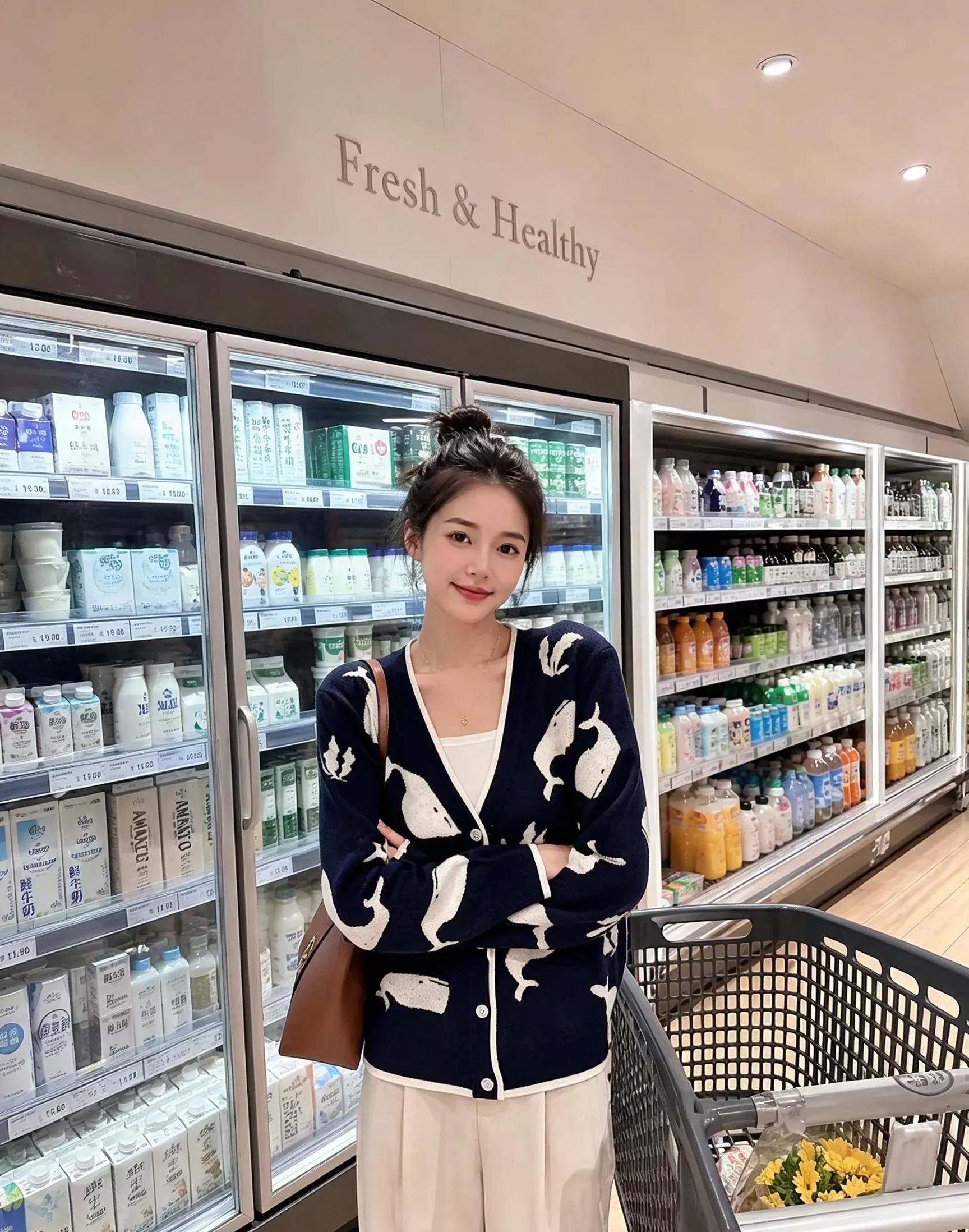 톰브라운 고래 자카드 브이넥 여성용 긴소매 가디건 상세 이미지 43