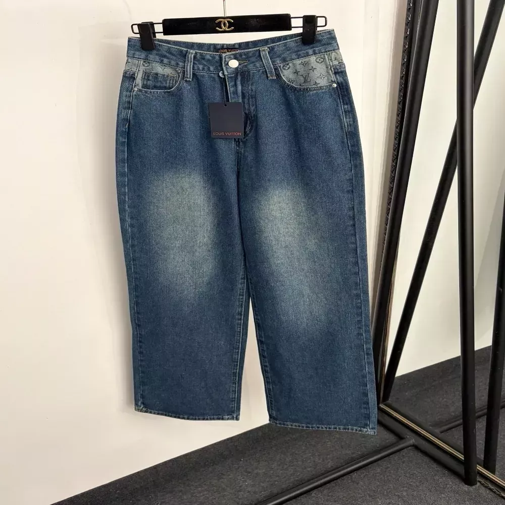 루이비통 로고 포켓 워싱 여성용 데님 팬츠
