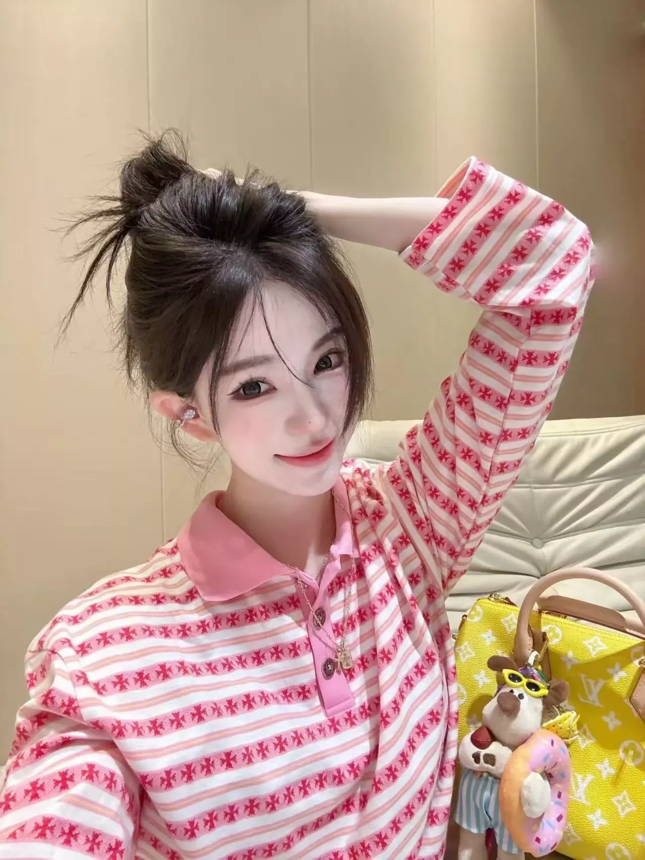 크롬하츠 십자가 스트라이프 여성용 긴소매 티셔츠 상세 이미지 15