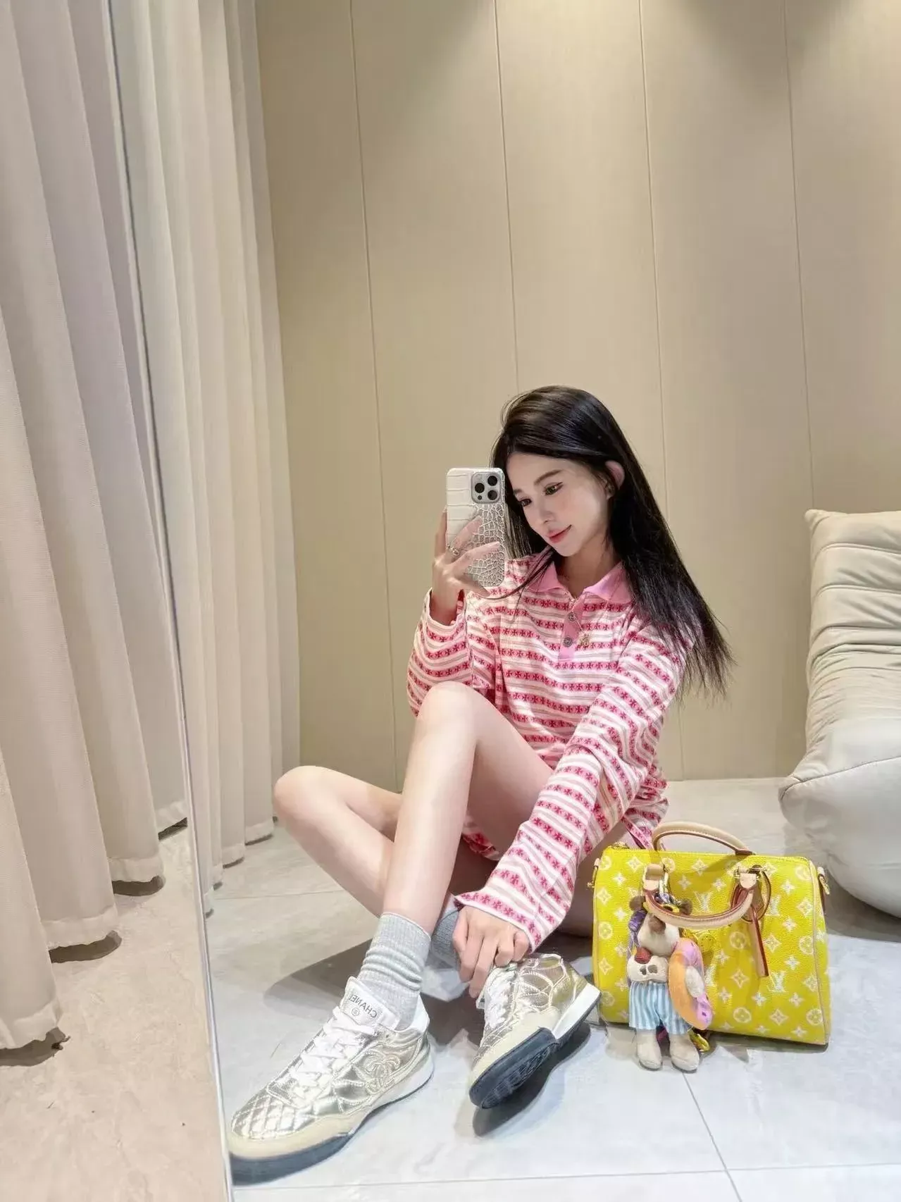 크롬하츠 십자가 스트라이프 여성용 긴소매 티셔츠 상세 이미지 16