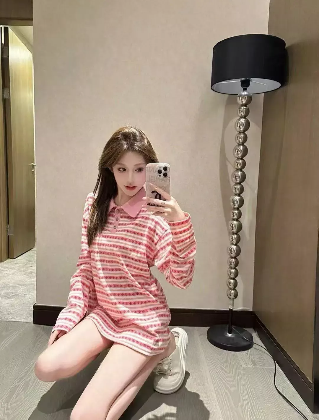 크롬하츠 십자가 스트라이프 여성용 긴소매 티셔츠 상세 이미지 17