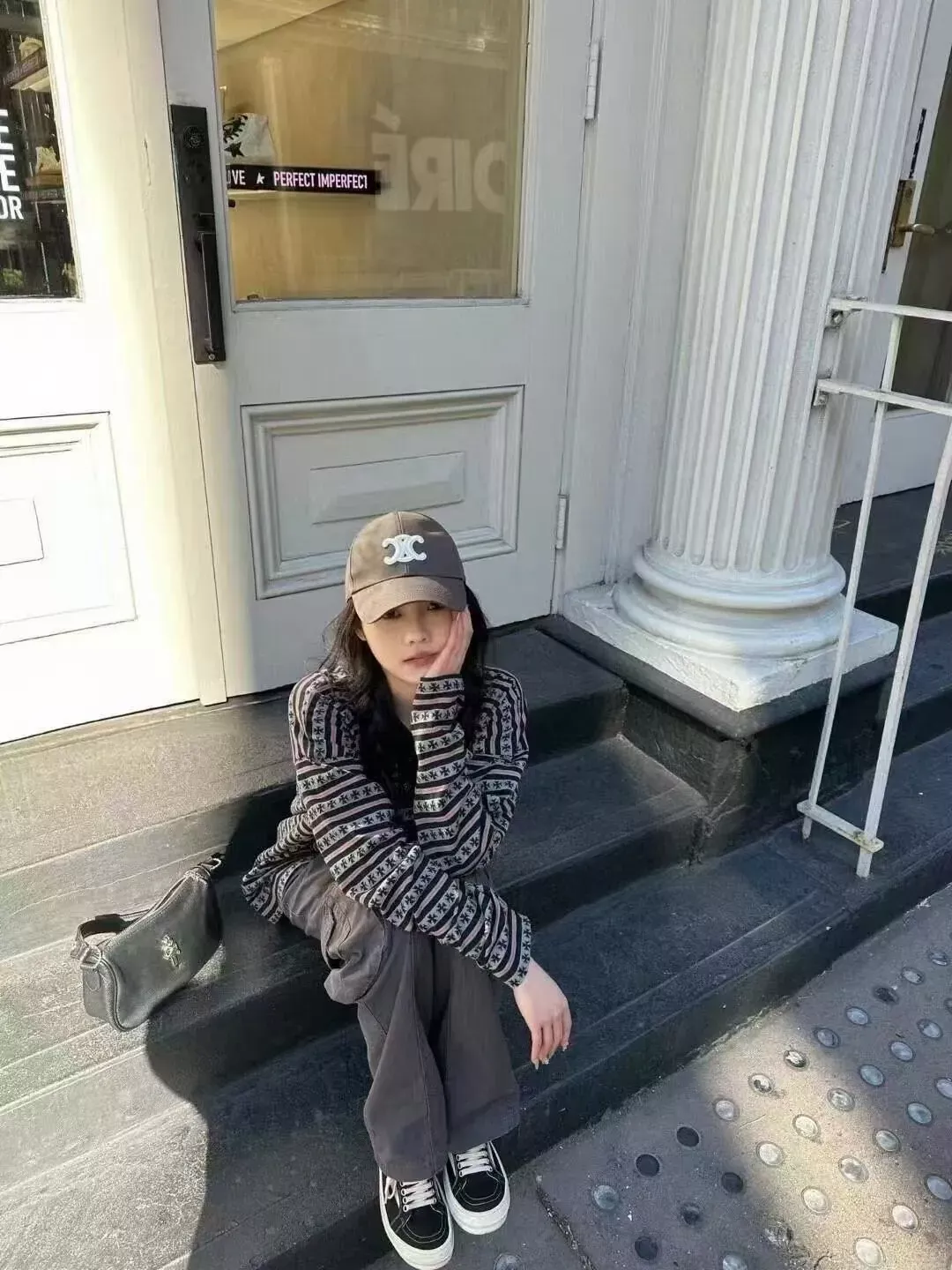 크롬하츠 자수 스트라이프 여성용 긴소매 티셔츠 상세 이미지 13