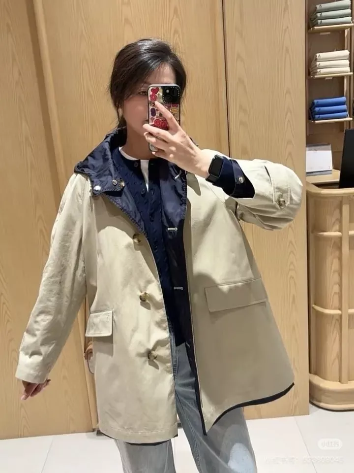 헤지스 양면 후드 코튼 하프 재킷 상세 이미지 35