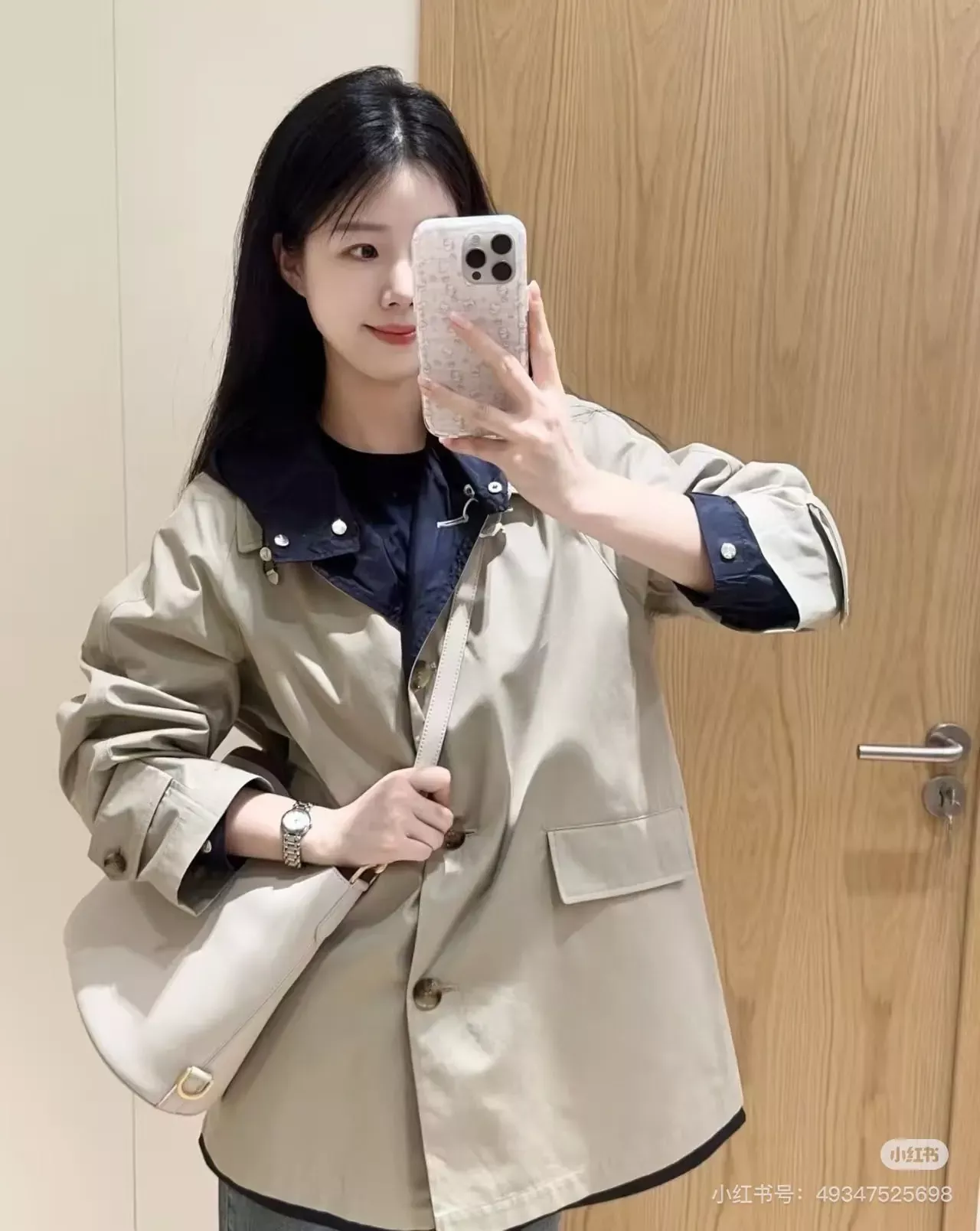 헤지스 양면 후드 코튼 하프 재킷 상세 이미지 42