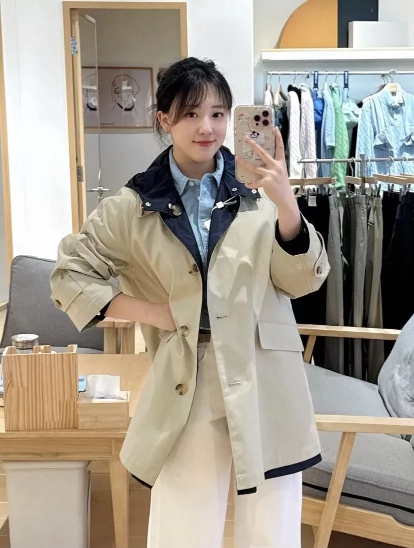 헤지스 양면 후드 코튼 하프 재킷 상세 이미지 44