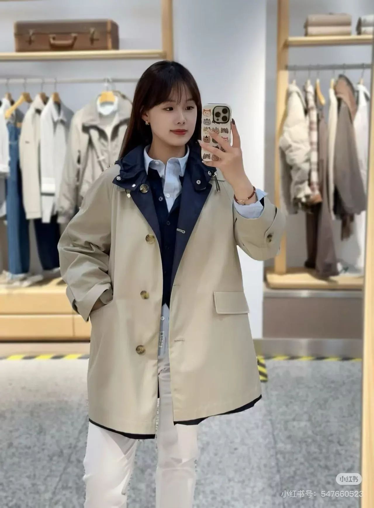 헤지스 양면 후드 코튼 하프 재킷 상세 이미지 49