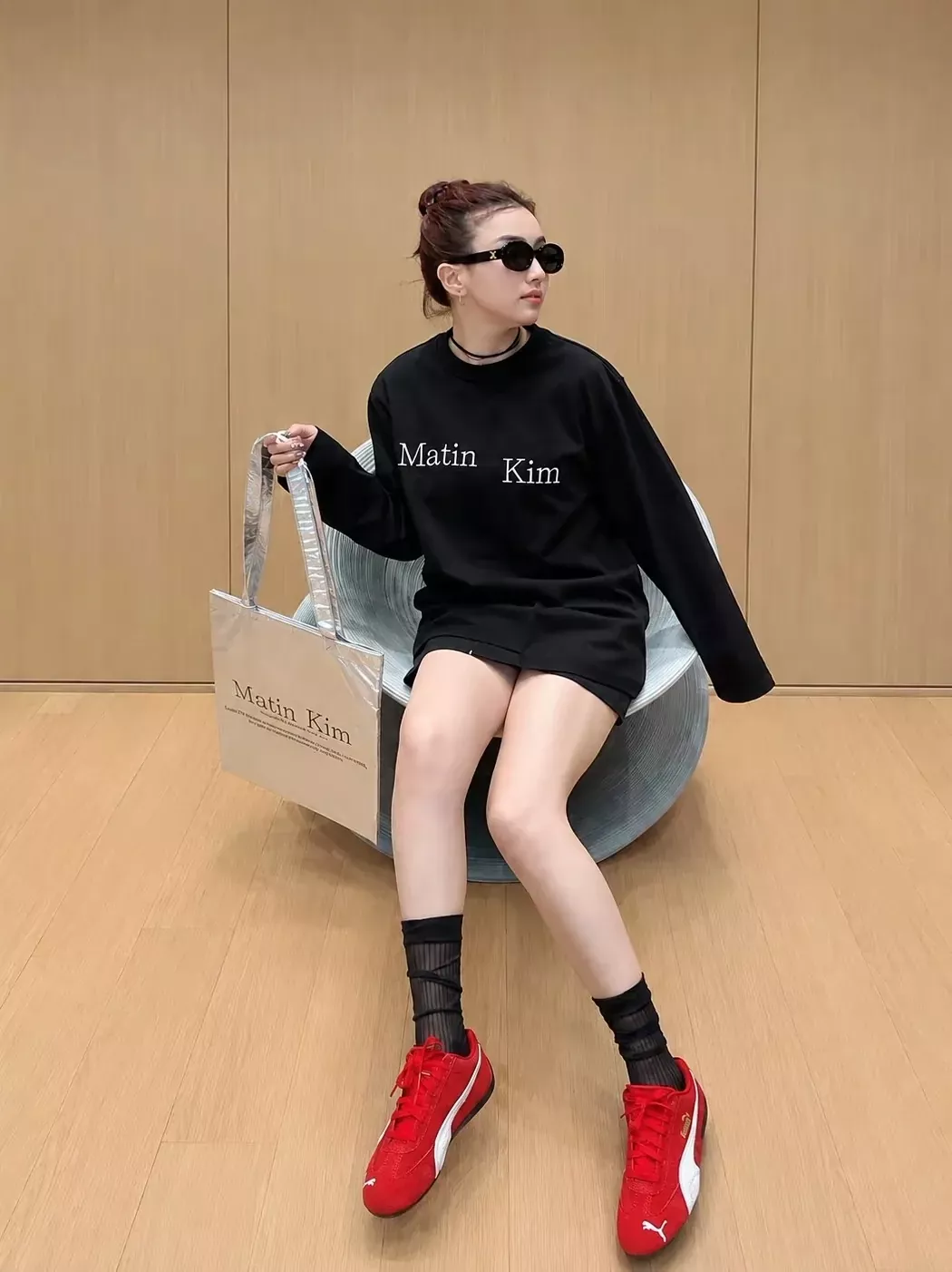 마뗑킴 해체 절개 언밸런스 여성용 긴소매 티셔츠 상세 이미지 8