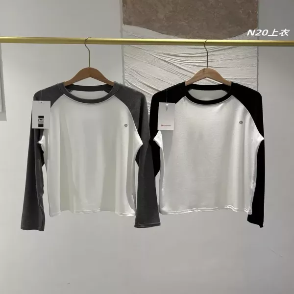 룰루레몬 배색 텐셀 울 여성용 긴소매 티셔츠