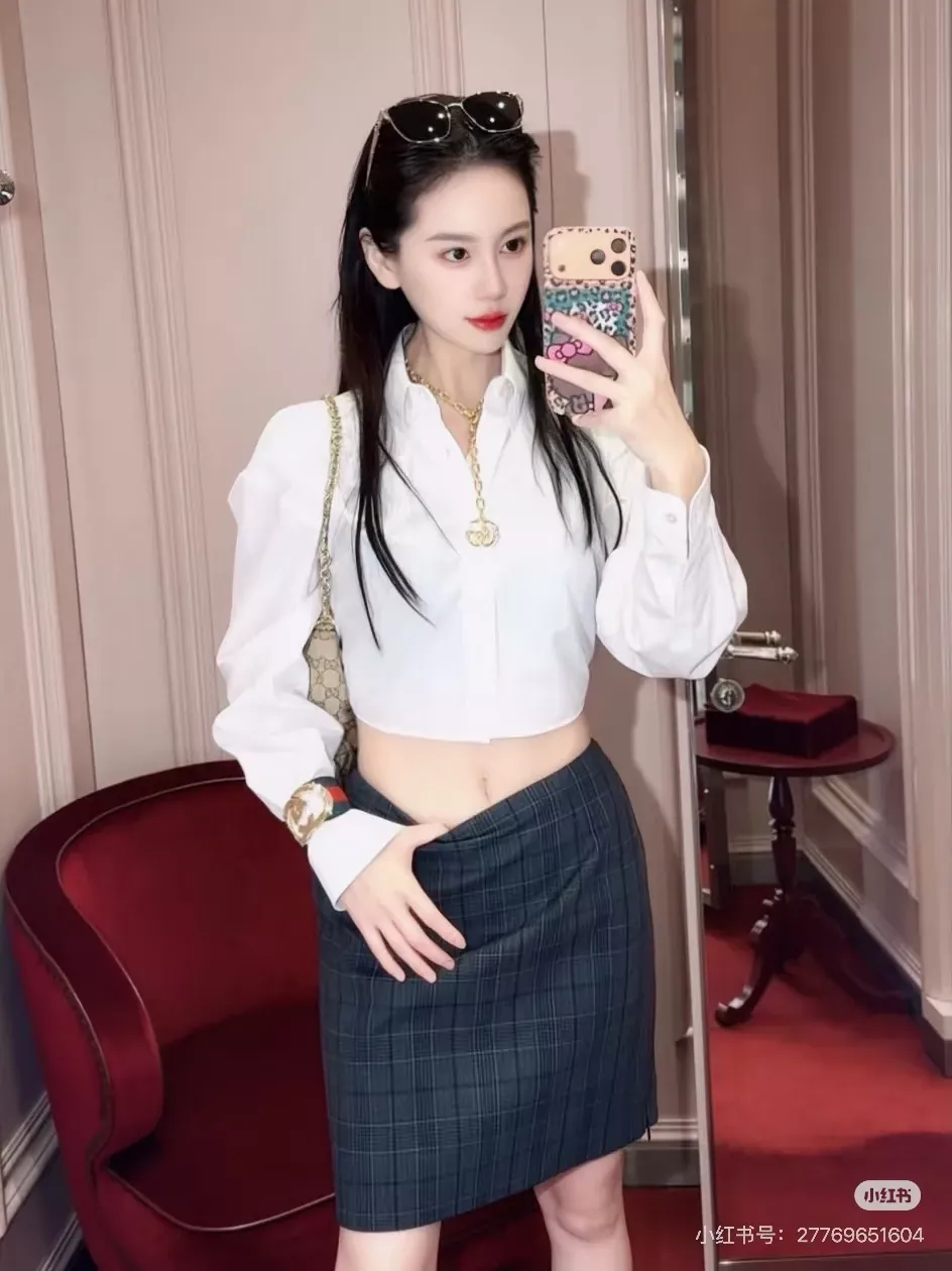 구찌 자수 로고 코튼 여성용 긴소매 셔츠 상세 이미지 19