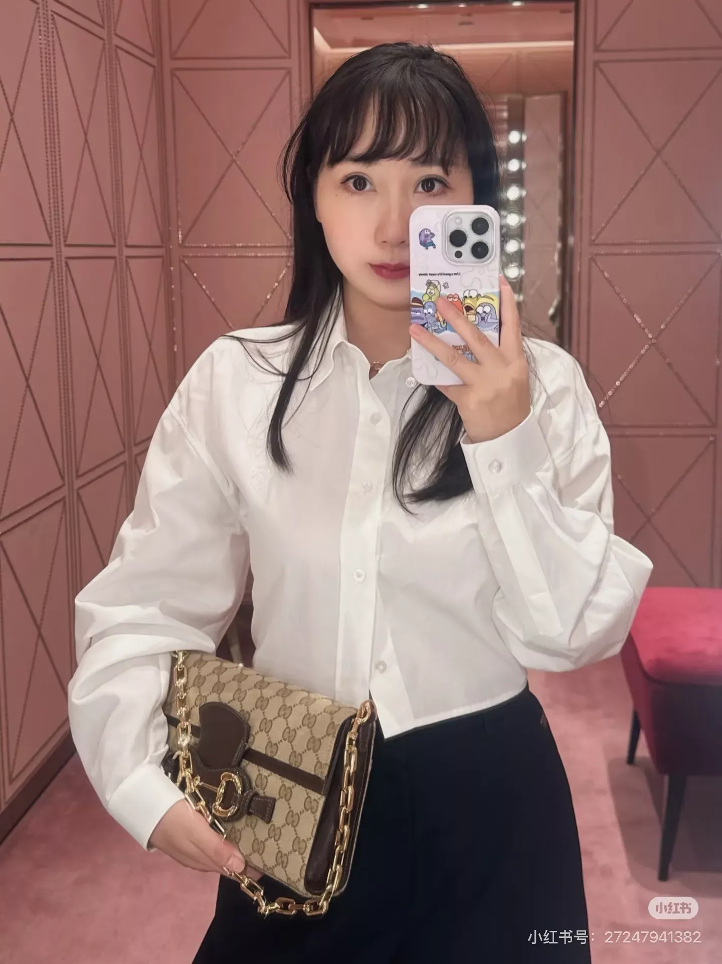 구찌 자수 로고 코튼 여성용 긴소매 셔츠 상세 이미지 20