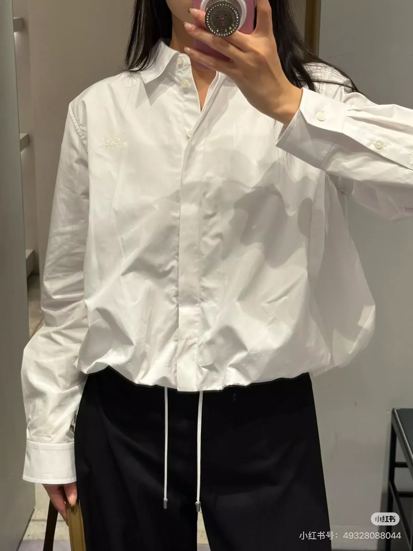 로에베 드로스트링 크롭 여성용 긴소매 셔츠 상세 이미지 23