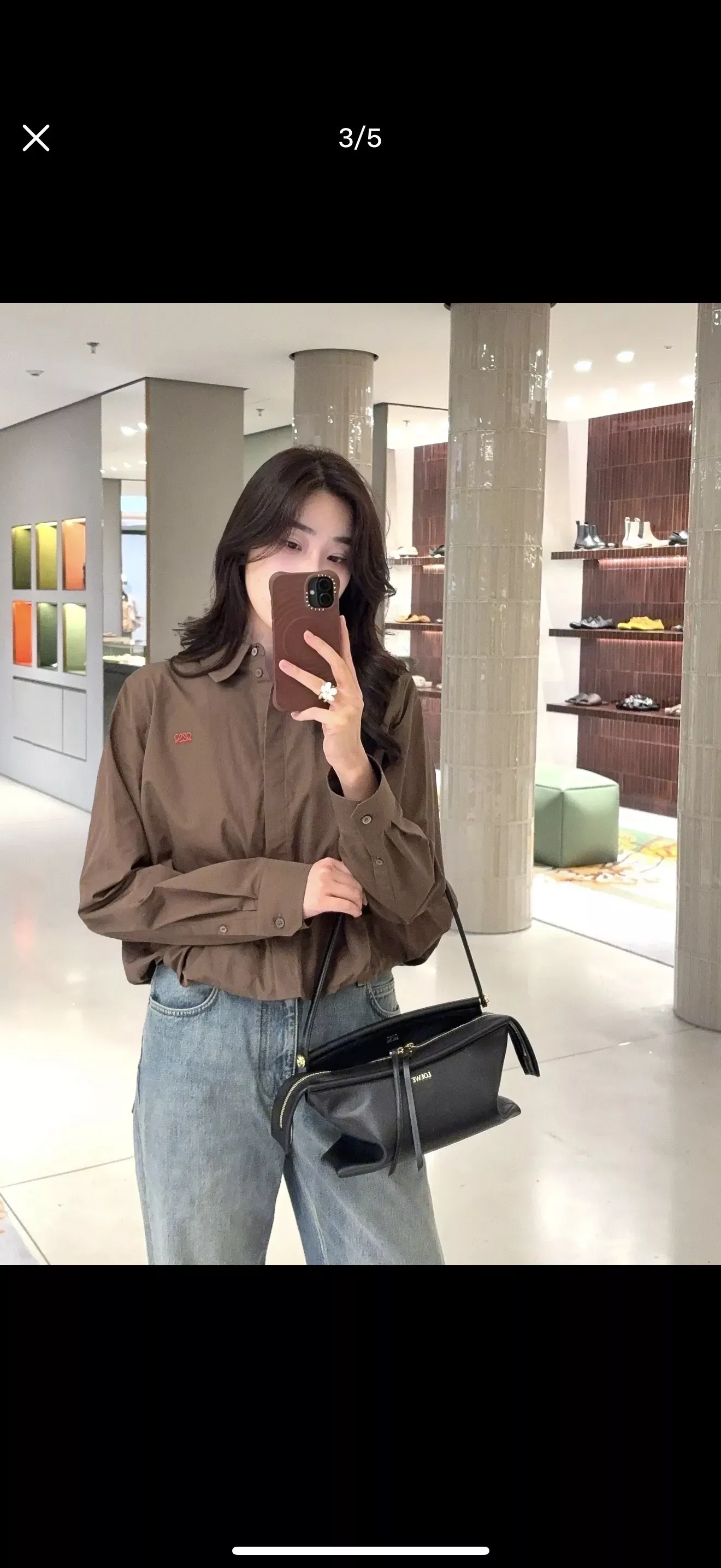 로에베 플립 칼라 스트링 여성용 긴소매 셔츠 상세 이미지 14