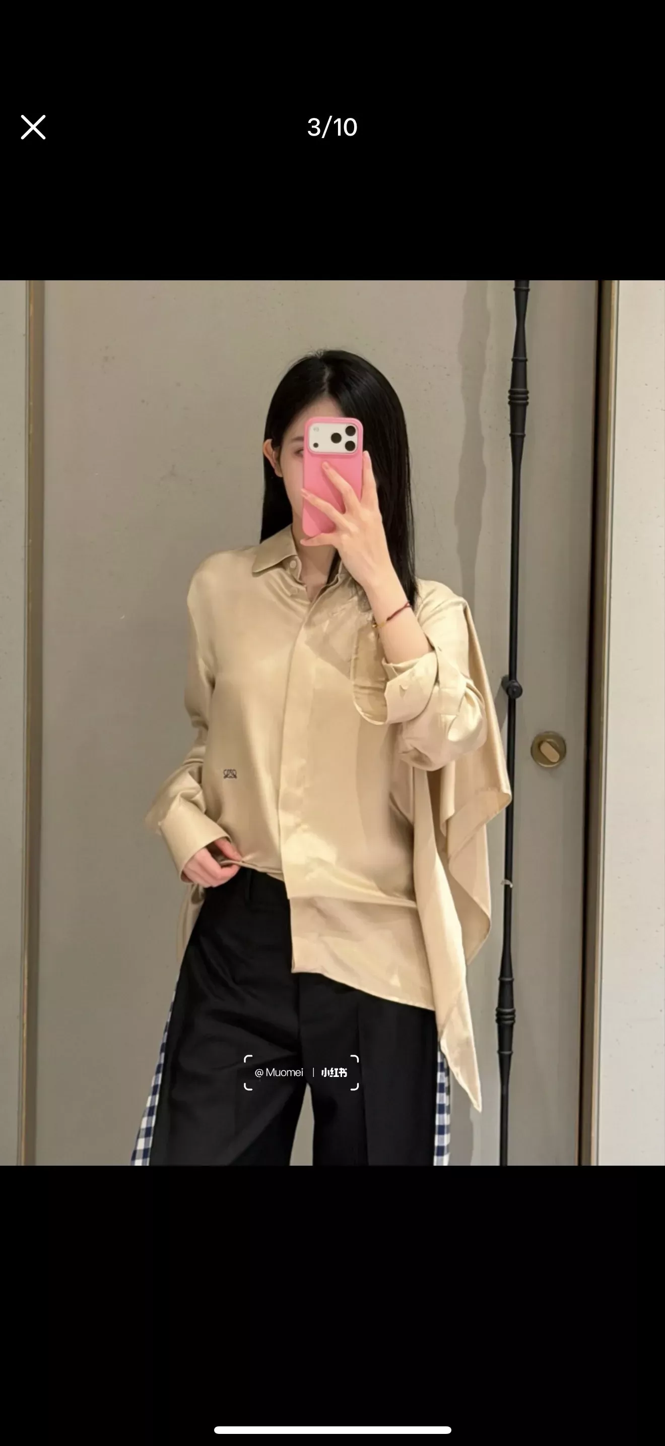 로에베 자수 로고 오픈칼라 여성용 긴소매 셔츠 상세 이미지 22
